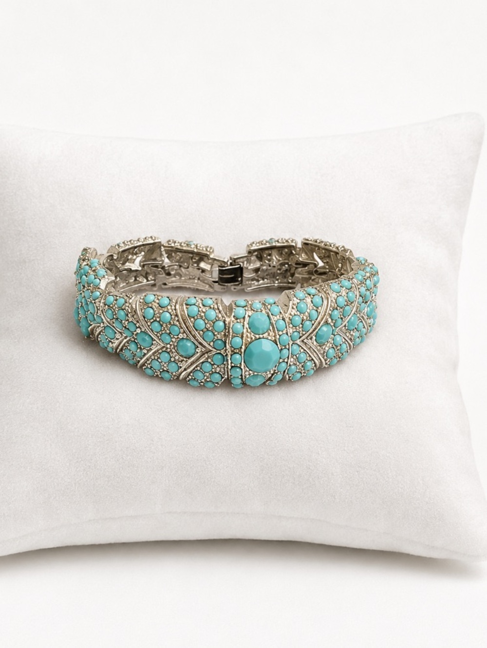 Turquoise Faux Beaded Statement Bracelet